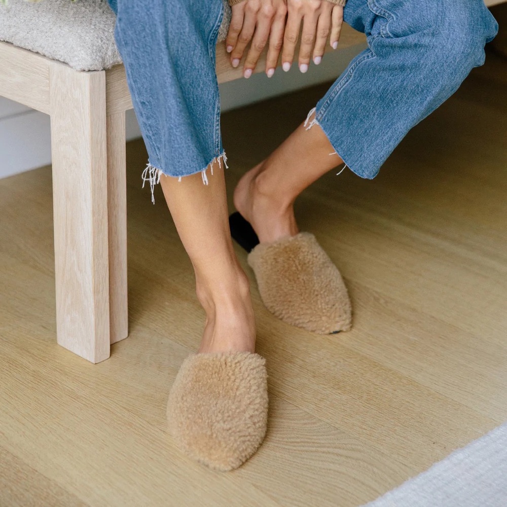 Jenni Kayne Shearling Mules - -color: Natural, size 37